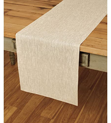 Solino Home Linen Table Runner  Athena 14 x 48 Inch Champagne Beige  Handcrafted with European Flax Fabric   100 Pure Linen